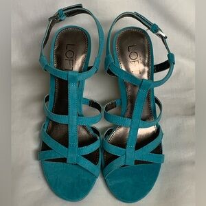BNIB Ann Taylor Loft Women's Teal Strappy Sandals Sz 6